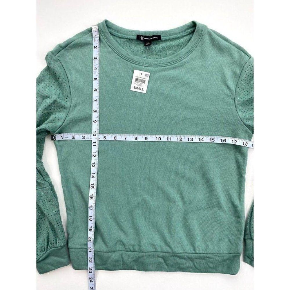 ‎INC Sweatshirt Top Small Sage Green Glitter-Sleeve - Picture 4 of 6